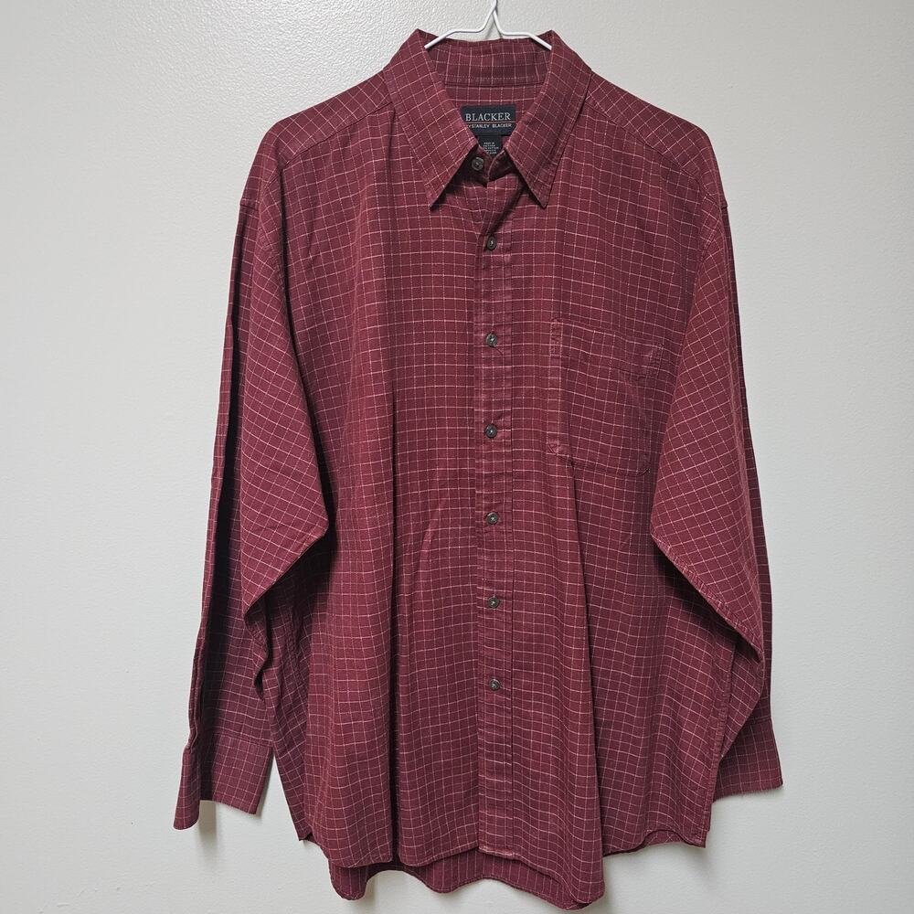 Men's Stanley Blacker Red Casual Button Down Check Pattern Red Shirt Size Large